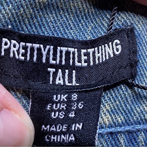 PrettyLittleThing Tall Distressed Detail High Waist Wide Leg Jeans Women’s Size4 - Picture 10 of 13